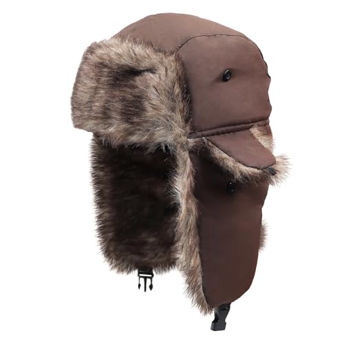 ONWAY Trapper Hat Winter Hats for Women Men with Faux Fur Ear