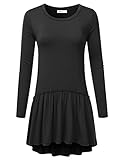 Doublju Womens Long Sleeve High-Low Ruffle Tunic Top (Made In USA)