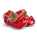 Weixinbuy Baby Girls PU Leather Princess Mary Jane Shoes Soft Sole Bowknot Shoes Red