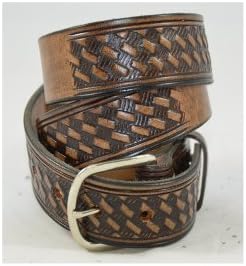 Killer Hats 40 Brown Solid Leather Basketweave Name Belt