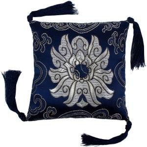 Singing and Meditation Brocade Bowl Cushion (Navy); 5"