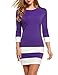 ANGVNS Women Winter Color Block Patchwork 3/4 Sleeve O Neck Pullover Dress, Purple, Large