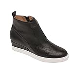 Linea Paolo Anna | Low Heel Designer Platform Wedge Sneaker Bootie Comfortable Fashion Ankle Boot Black Perforated Nappa 12M