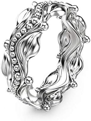 HOTSKULL 925 Sterling Silver Floral Ring Lucky Carved Flowers Leaves Diamond Jewelry Birthday Proposal Gift Engagement Wedding Band Rings