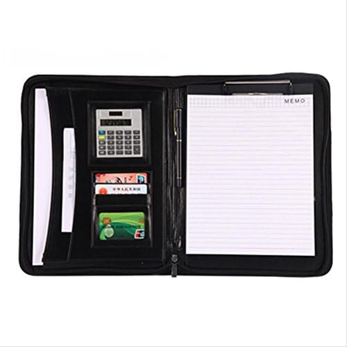 A4 Conference Business Note Book Folder Leather Padfolio with Calculator Multifunctional Portable Zipper Bag by Labife