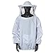 Beekeeping Veil With Bee Keeping Suit - Professional Small/Medium Beekeeper Jacket Pull Over Smock Round Hat & Protective Long Sleeve Beehive Supplies For Head Neck Face Protection (1 Piece, White)