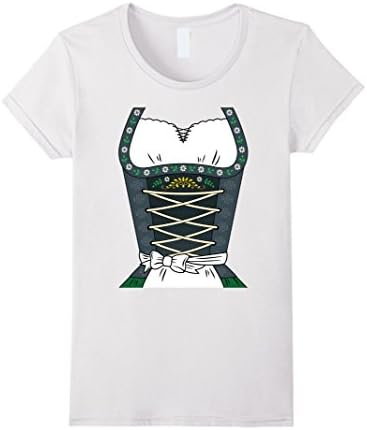 Women's Dirndl Dress Oktoberfest T-Shirt or Halloween Costume Small White