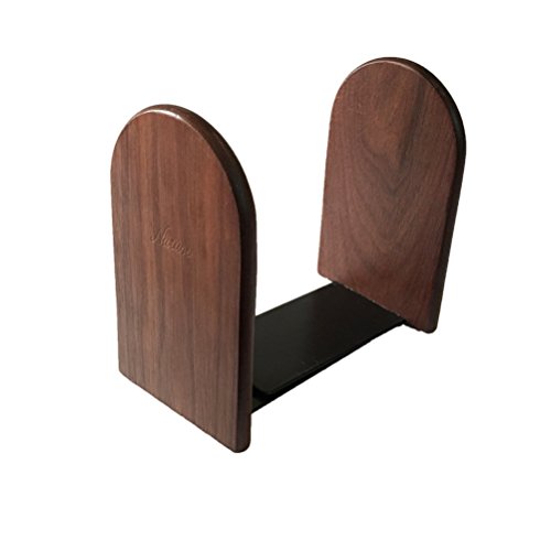 1Pair Simple Style Black Walnut Wood Bookends Bookend For Library School Study Home Office Gift (Round) - Thumbnail 5