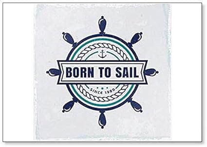 Amazon Born To Sail 航海イラストクラシック冷蔵庫マグネット Foto Magnets 冷蔵庫マグネット