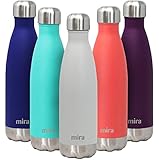 MIRA 17 Oz Stainless Steel Vacuum Insulated Water Bottle | Double Walled Cola Shape Thermos | 24 Hours Cold, 12 Hours Hot | Reusable Metal Water Bottle | Leak-Proof Sports Flask | Matte Gray