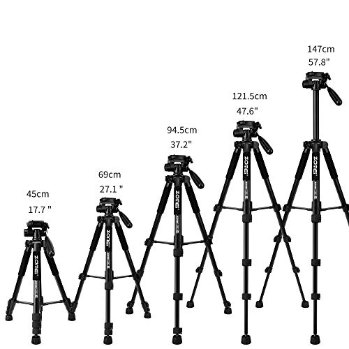 ZOMEI Q222 58" Monopod Tripod with 3-Way Swivel Pan Head and Carrying Bag for Sony Nikon Canon Suitable for Live Photo Video