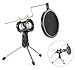 Neewer Foldable Desktop Microphone Tripod Stand with Shock Mount Mic Holder and Double-Net Pop Filter for Podcasts, Internet Chat, Meetings, Lectures, and More