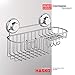 HASKO Shower Caddy Suction Cup, Shower Shelf with Soap Dish and Hooks Organizer, Suction Bathroom Shelf for Storage, Wall Mounted Basket, Silver