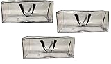 EarthWise Clear Storage Bags Heavy Duty Extra Large Transparent Moving Totes w/Zipper Closure Reusable Backpack Carrying Handles - Compatible with IKEA Frakta Hand Carts (3 Pack) (29 X 18 X 12)