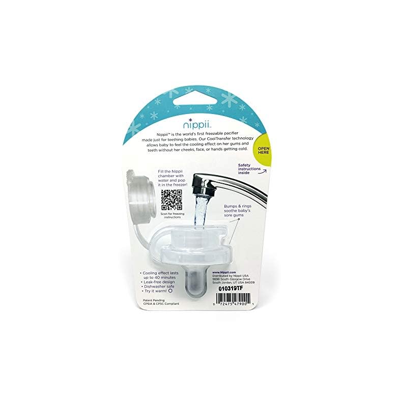 Nippii Baby Freezable Teether Pacifier Fill with Water. Freezable Pacifier Provides Cold Soothing Gum Teething Relief…