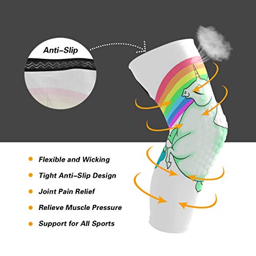 Knee Sleeve Pin Cute Unicorn Full Leg Brace Compression Long Sleeves Pant Running, Jogging, Sports, Crossfit, Basketball, Joint Pain Relief, Men and Women 1 Pair - Thumbnail 3