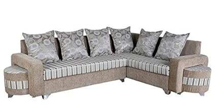 Lillyput Interio Sandals Sectional Sofa Set With 2 Puffy Standard