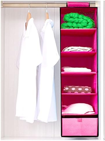 Vipo 6-Accessory Storage Shelves Hanging Closet Organizer With One Drawer (pink)