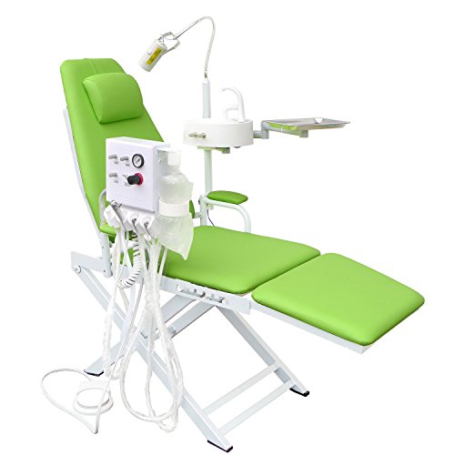 OuboDental Portable Folding Chair Moblie Unit With LED Surgical Light Lamp & Dental Tray (Apple Green)