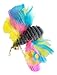 The Giddy Kitty 5 Pack Cat Feather Toys with Small Bells and Long 33 Inch Wand with Handle - Includes 2 Soft Flying Insects, 1 Fish, 2 Corkscrew Feathers - Teaser Toy for Exercising Kitten or Cats