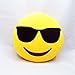 GCA Emoji Smiley Emoticon Yellow Round Cushion Pillow Stuffed Plush Soft Toy 32cm Sunglasses