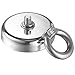 Wukong 291LBS Pulling Force(132KG) Round Neodymium Magnets with Countersunk Hole and Eyebolt, Super Powerful Diameter 2.36'' X Thickness 0.59'' Great for Magnet Fishing.