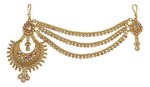 MUCHMORE Amazing Style Stunning Gold Plated Crystal Stone Indian Matha Patti Head Partywear Jewelry