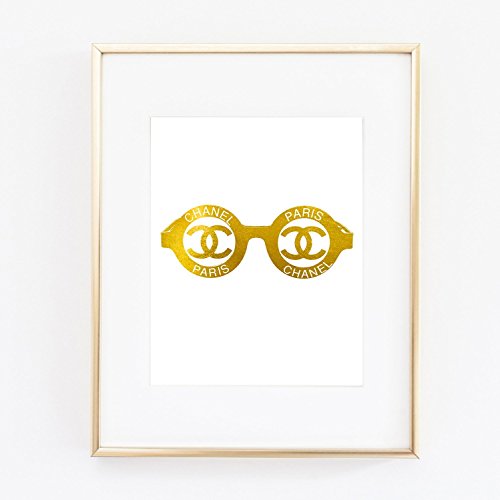 Coco CC Glasses Frames Gold Foil Art Wall Print Fashion poster 0462