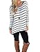 eshion Women Long Sleeve Stripe Casual Loose-Fitting Tops T-Shirt Blouse Size S-XL Black White