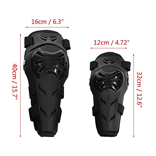 Qii lu 4 pcs Motorcycle Motocross Cycling Elbow and Knee Pads Protection Shin Guards Body Armor Set Black for Adults(Black) - Thumbnail 6