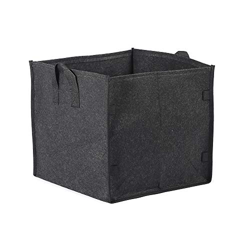 ORZ 15 Gallon Square Grow Bag Enhanced Version, 3 Pack Planter Pot with Trellis Supporting Ring – Black