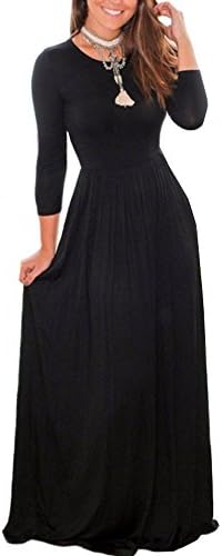 JUBILATE Women Charming Solid Full Length Long Sleeve Swing Casual Maxi Dress Slit Party Dress (T1, M)