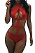 Viottiset Women's Cute Bandage Criss Cross One Piece Cut Out Push Up Backless Halter Monokini Swimsuit Bathing Suit Swimwear Red M