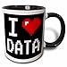 3dRose Geeky Old School Pixels 8-Bit I Heart I Love Data Two Tone Mug, 1 Count (Pack of 1), Black/White