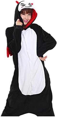 Akanbou Cute Animal Pajamas Onesies Flannel Plush Anime Pajama Cartoon Cosplay Costumes Unisex Adult Warm Sleepwear Halloween Hooded Homewear (S, Devil)