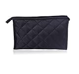 Micom Women Zipper Closure Rectangular Makeup Purse Quilted Cosmetic Bag Case with Mirror for Women