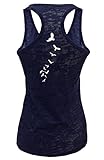 Tough Cookie's Women's Back Print Birds Burnout Tank Top (Large - LF, Navy)