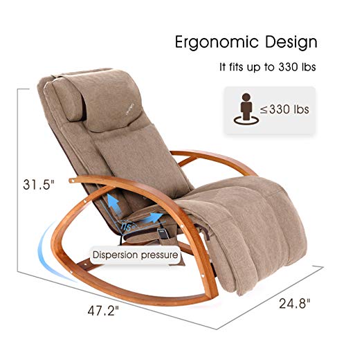 OWAYS Recliner Chair Full Back Kneading Massage Chair with Cushion, Rocking Design Recliner Chair, Adjustable Pillow, Vibrating and Heating, 6 Massage Modes, Ergonomic Design Armrests, Linen Cover - Thumbnail 5