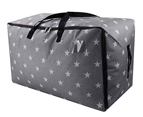 iwill CREATE PRO Extra Large Christmas Tree Ornament Storage Bag, Xmas Storage Containers, Large Traveling Storage Duffle Bags, Gray Stars