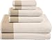 LUNASIDUS Venice 6 Piece Luxury 100 Percent Turkish Combed Cotton Towel Sets, Beige Jacquard Design