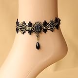 Brightdeal Fashion Hand Craft Romantic Beautiful Retro Vintage Gothic Style Noble Elegant Lace Anklets Chain Foot Ankle Bracelet Halloween Decoratioins Present
