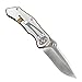 KUBEY 6.2in Stainless Steel Thumb Open Folding Pocket Knife with 2.6in Drop Point Blade and Stainless Steel Handle for Outdoor and Everyday Carry (Bronze)