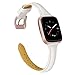 TOYOUTHS Leather Strap Compatible with Fitbit Versa/Versa 2 Bands Women Men Slim Genuine Leather Wristbands Replacement for Versa Lite Edition/Versa SE Classic Accessorie (White+Rose Gold Buckle)