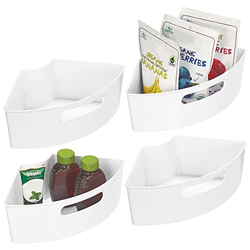 mDesign Plastic Lazy Susan Storage Bin with Front Handle for Kitchen Countertop, Pantry