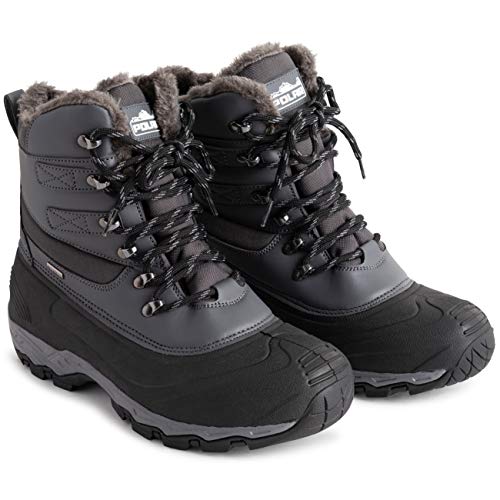 Polar Men Waterproof Deep Outsole Footprint Fully Faux Fur Lined Winter Durable Snow Boots
