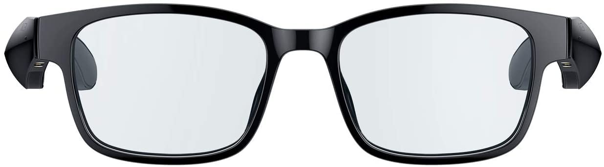 Razer Anzu Smart Glasses (Rectangular, Small Glasses) - Audio Glasses with Blue Light/UV Protective Lenses (Low Latency, Intergrated Mic and Speakers, Touch Enabled, IPX4 Water Ressistant) Black