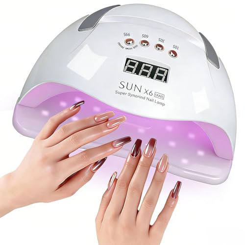 CARYWON - Lámpara de Uñas, 200W 45 UV LED Lámpara de Uñas para Esmalte de Gel, Secador de Uñas con 4 Ajustes de Temporizador y Pantalla LCD, Lámpara de gel de Curado Portátil más Rápido