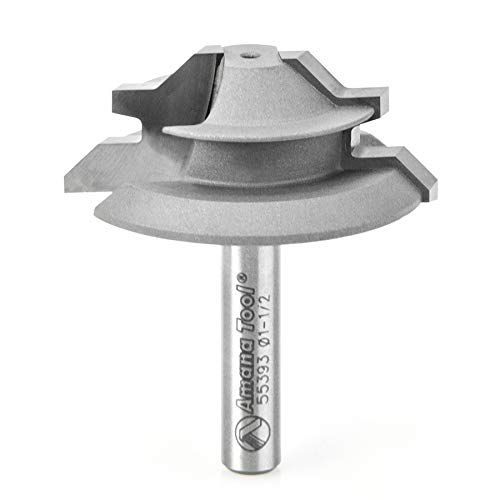 Amana Tool 55393 Carbide Tipped Lock Miter 45 Deg x 1-1/2 D x 1/2 CH x 1/4 Inch SHK Router Bit for 5/16-7/16 Material