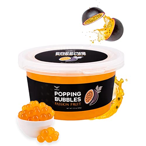 Passion Fruit Popping Boba Pearls, Premium Boba Popping Pearls with Real Fruit Juice, Bursting