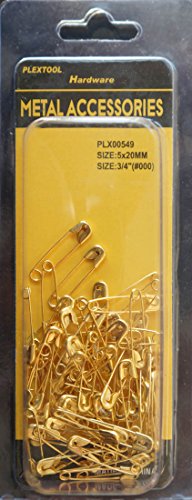 Plextool Safety Pins Golden Tone #000, 3/4